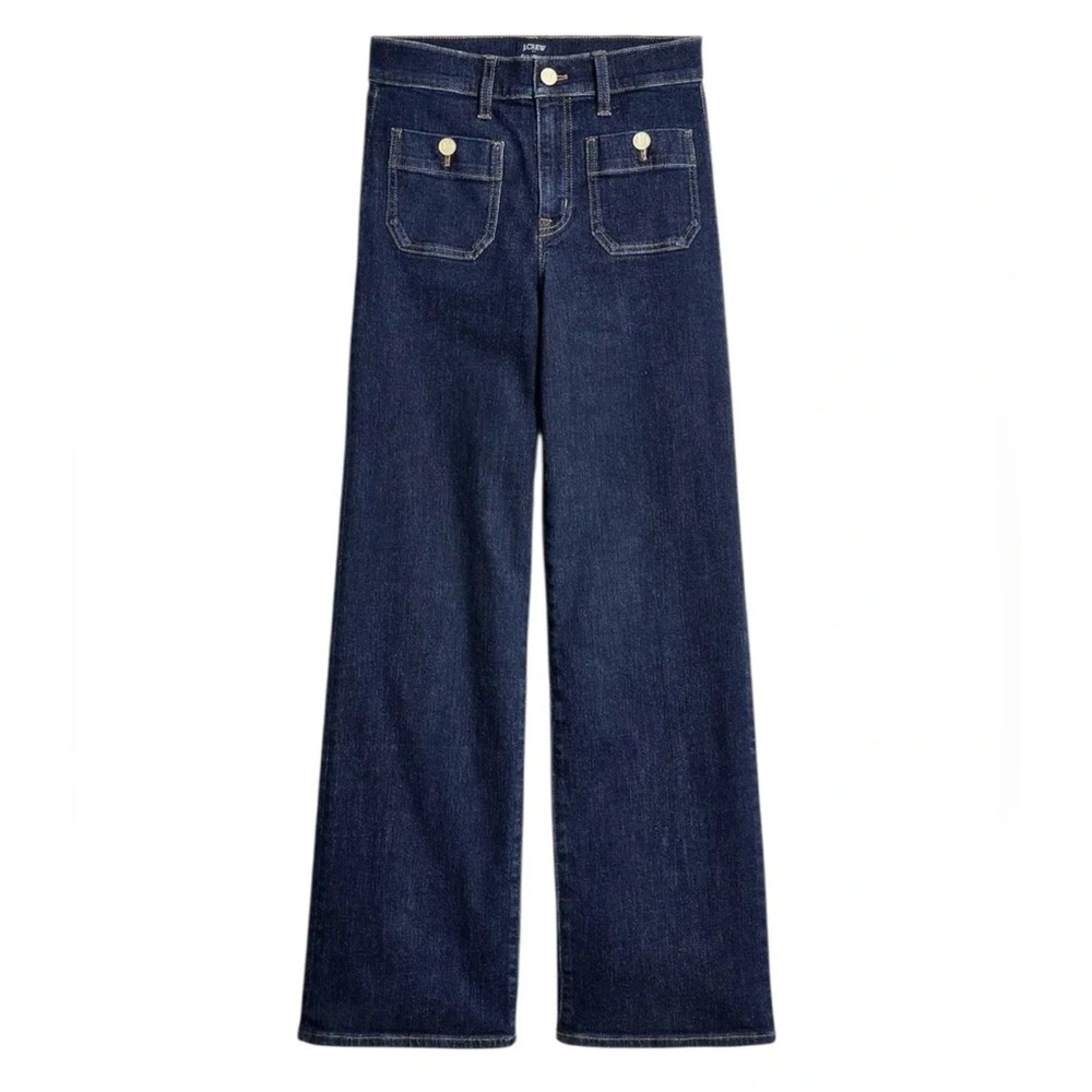 NEW J. Crew Womens Slim Wide-Leg Sailor Jean in All-Day Stretch Size 30 Blue